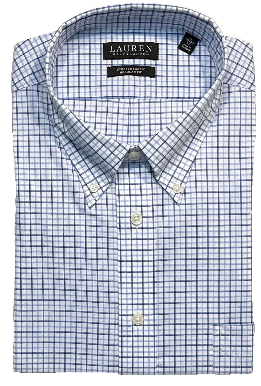 Lauren Ralph Lauren Men's Regular Fit Wrinkle Free Stretch Dress Shirt, Online Exclusive - Blue Multi