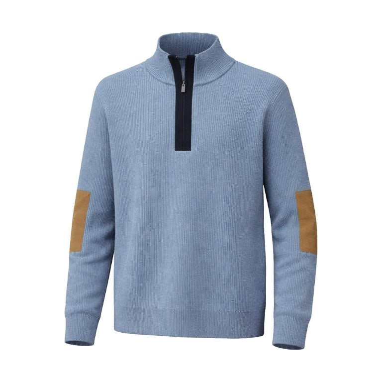 FX Fusion 1/4 Zip Mock Sweater with Contrast Elbow Patches