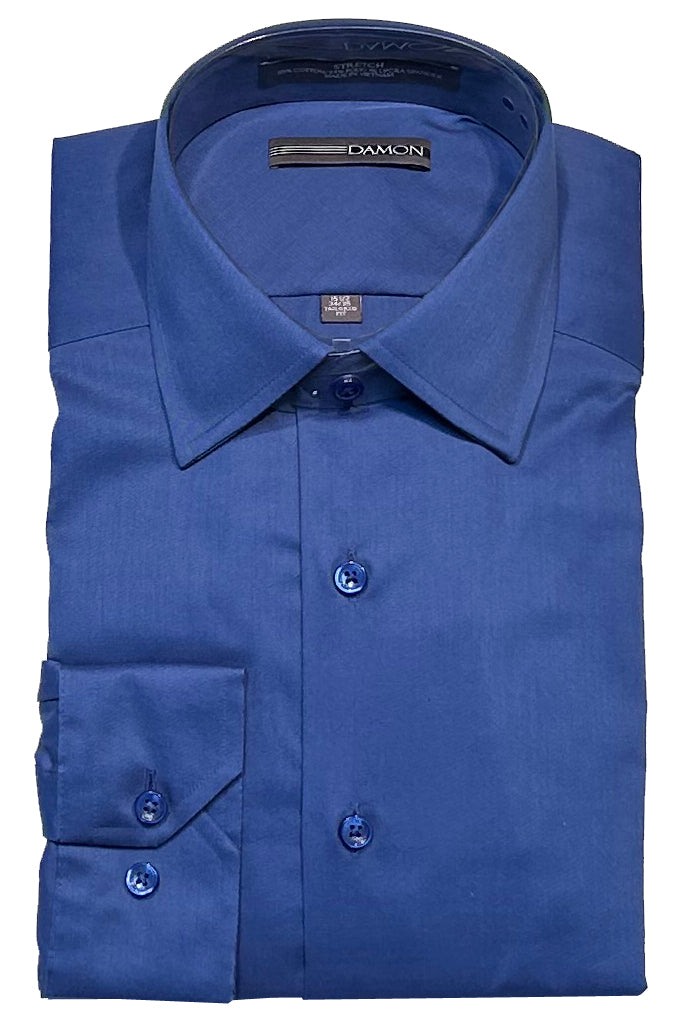 sateen dress shirt Striped Sateen' in Navy with Contrast Collar and Cuff