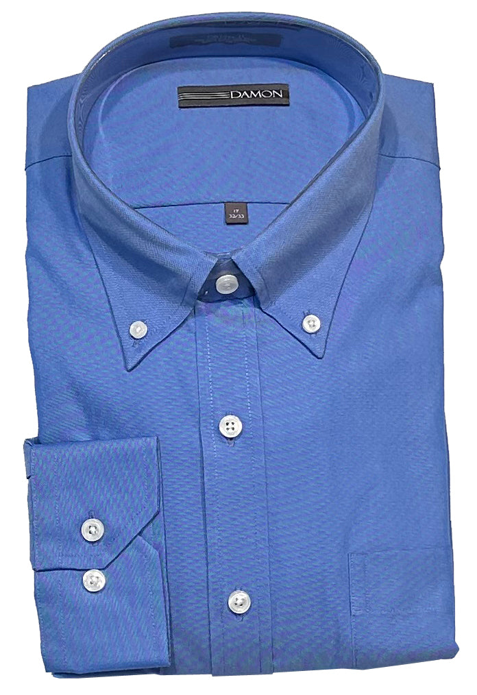 Damon Pinpoint Oxford Solid Color Long Sleeve Dress Shirt