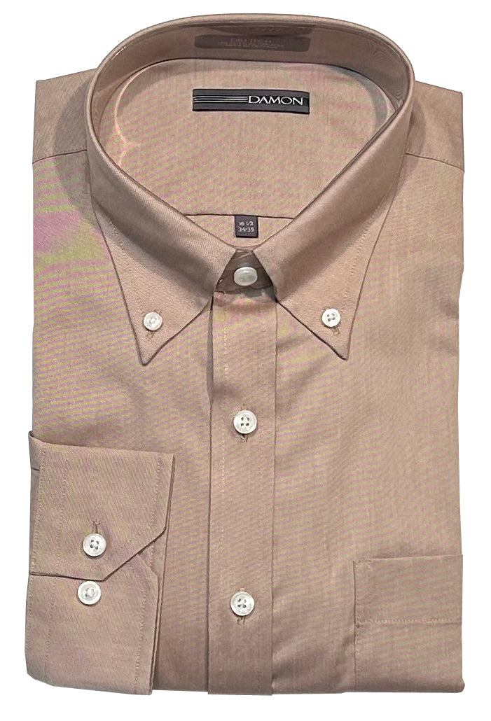 Damon Pinpoint Oxford Solid Color Long Sleeve Dress Shirt