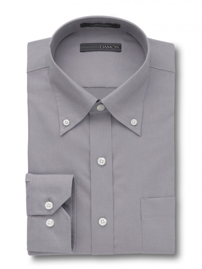 Damon Pinpoint Oxford Solid Color Long Sleeve Dress Shirt