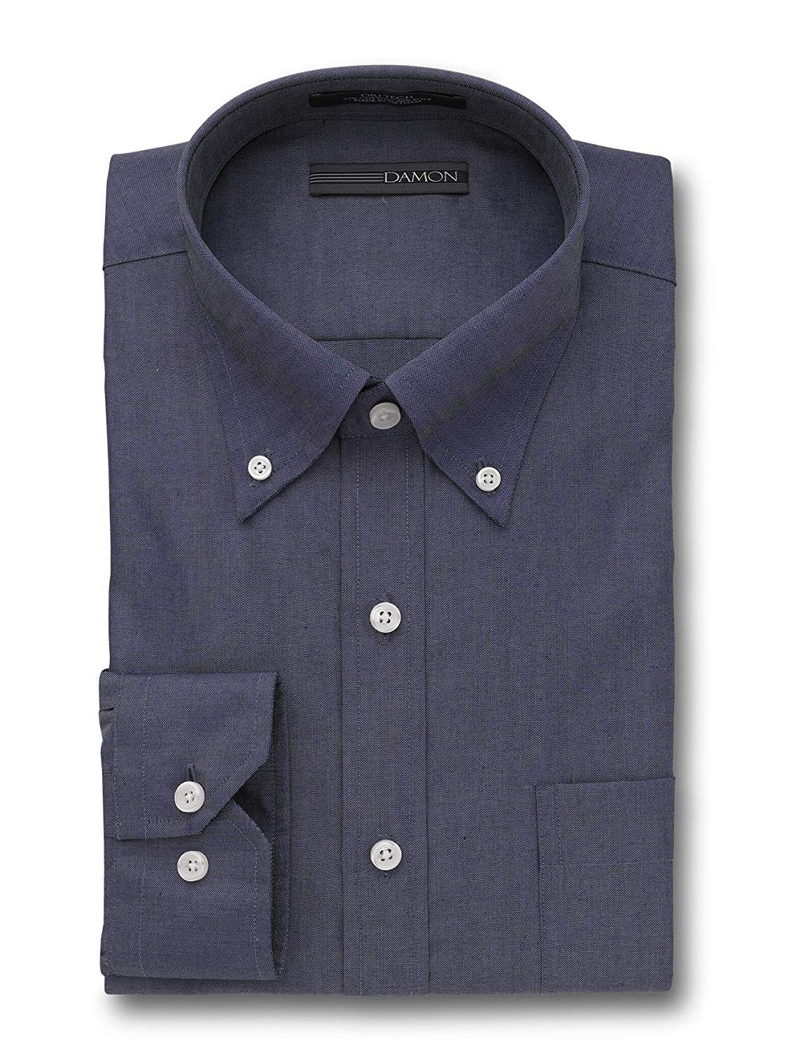 Damon Pinpoint Oxford Solid Color Long Sleeve Dress Shirt