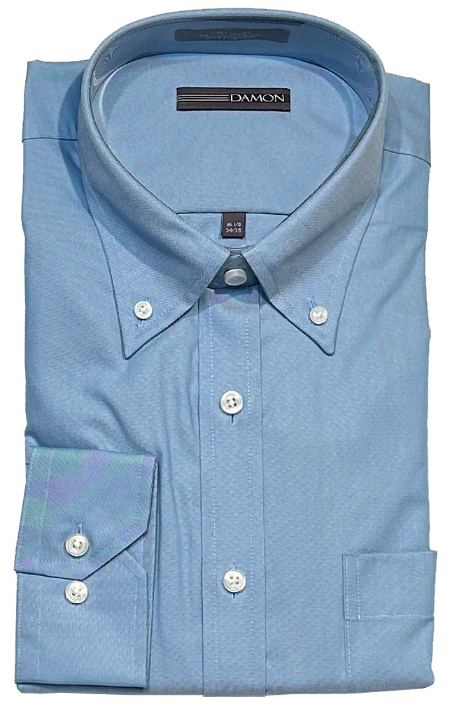 Damon Pinpoint Oxford Solid Color Long Sleeve Dress Shirt