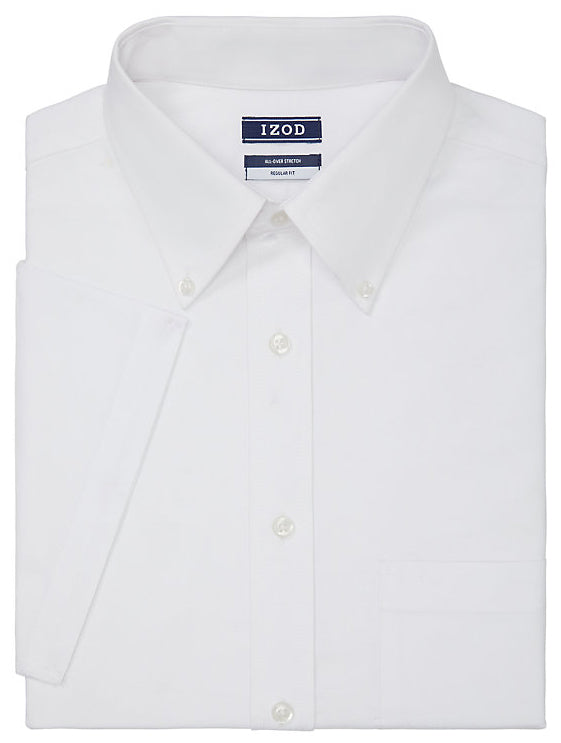 IZOD All-Over-Stretch Regular Fit Short Sleeve Dress Shirt