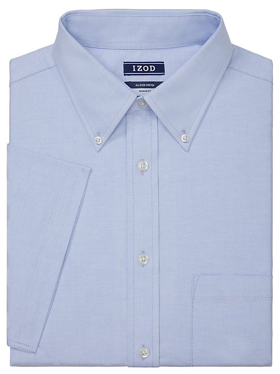 IZOD All-Over-Stretch Regular Fit Short Sleeve Dress Shirt