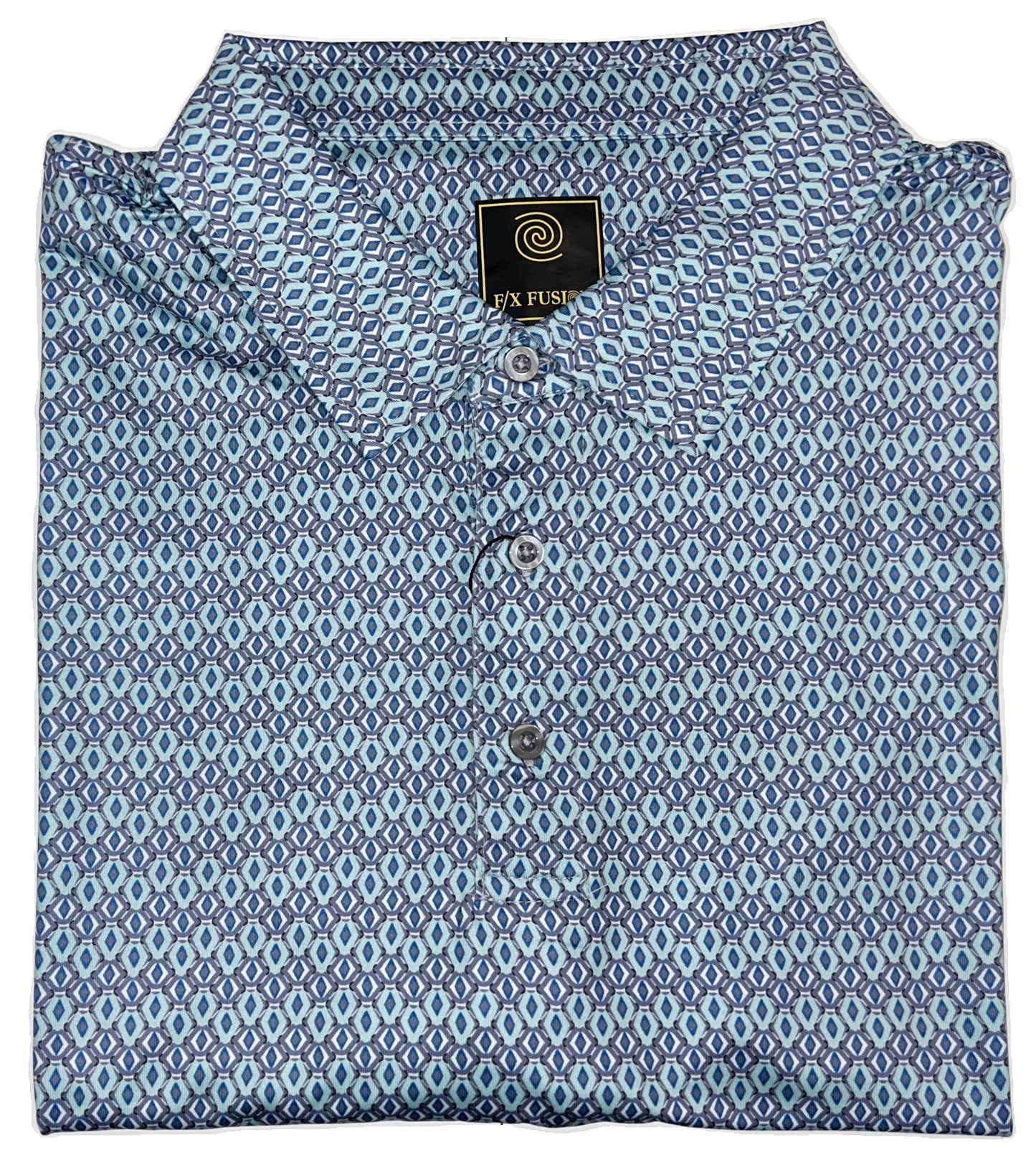 FX Fusion 'Diamonds All Around' Printed Short Sleeve Golf Polo Shirt