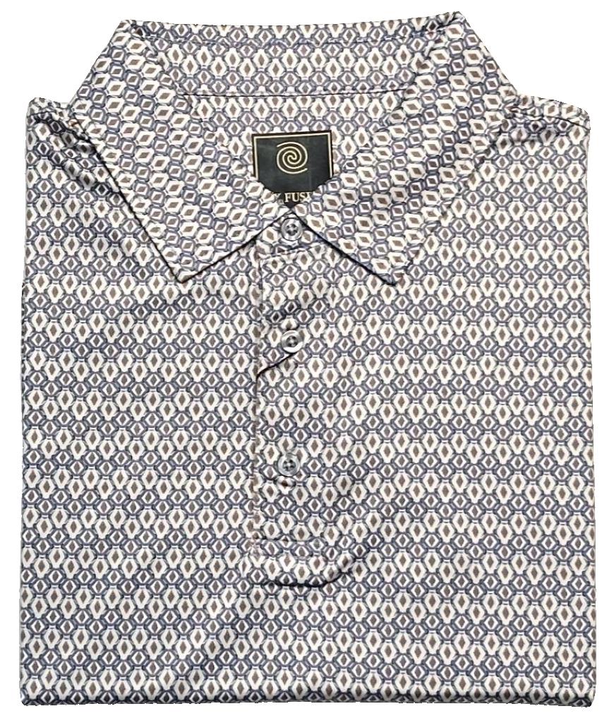 FX Fusion 'Diamonds All Around' Printed Short Sleeve Golf Polo Shirt