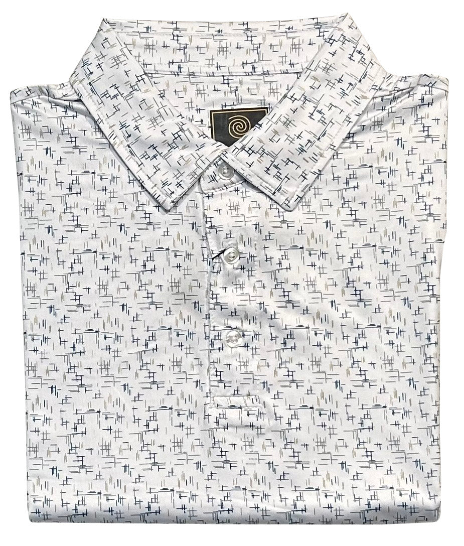 FX Fusion 'Fractured Line' Printed Short Sleeve Golf Polo Shirt