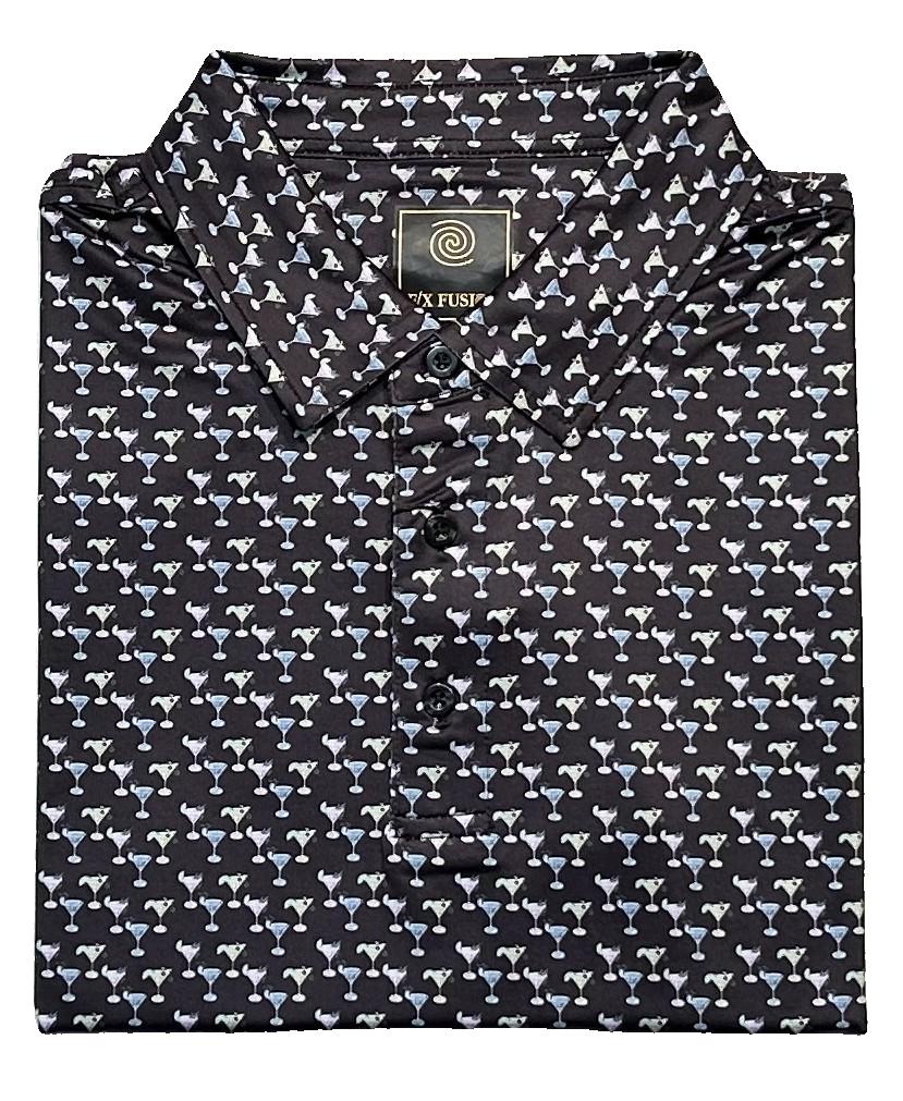 FX Fusion 'Martini Time' Printed Short Sleeve Golf Polo Shirt