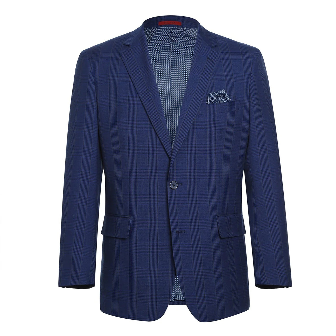 Renoir Blue Windowpane Classic Fit Sport Coat