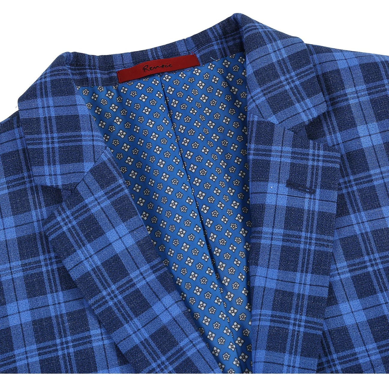 Renoir Royal Blue Plaid Slim Fit Sport Coat