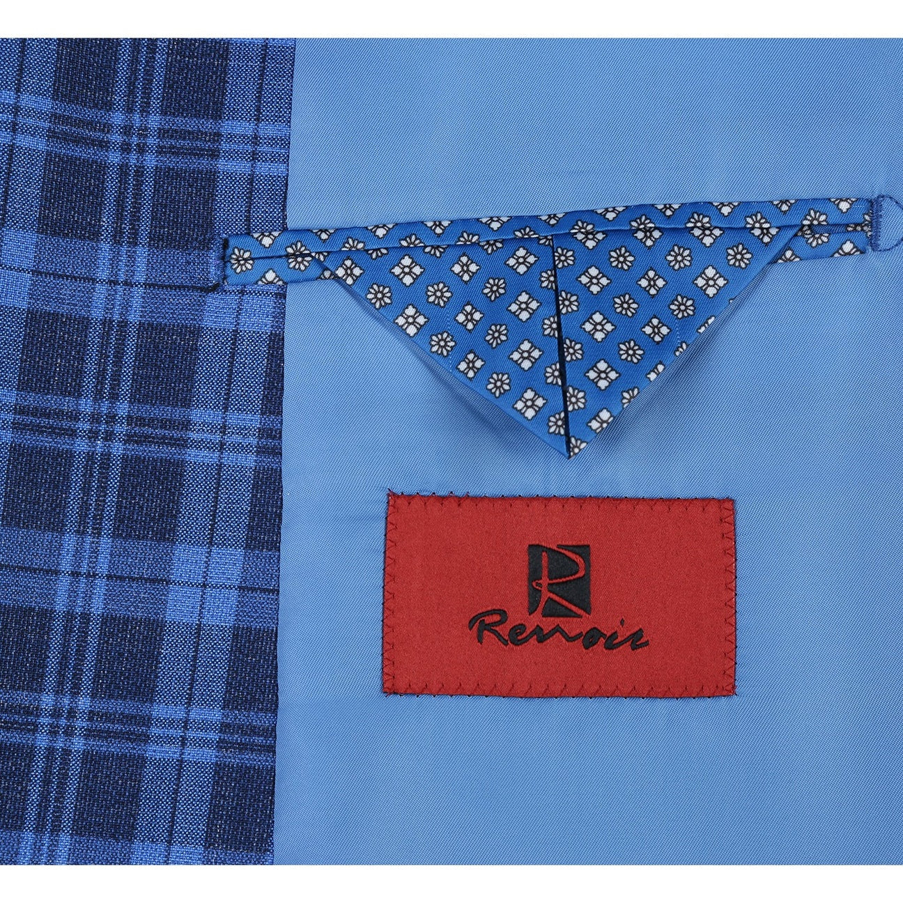 Renoir Royal Blue Plaid Slim Fit Sport Coat