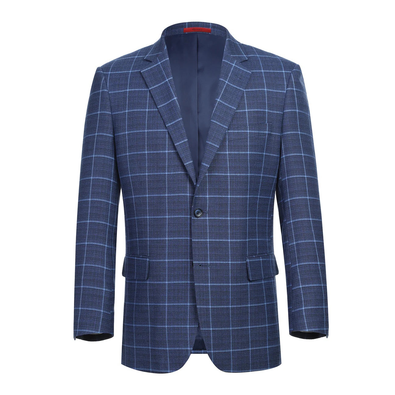 Renoir Blue Windowpane Classic Fit Sport Coat