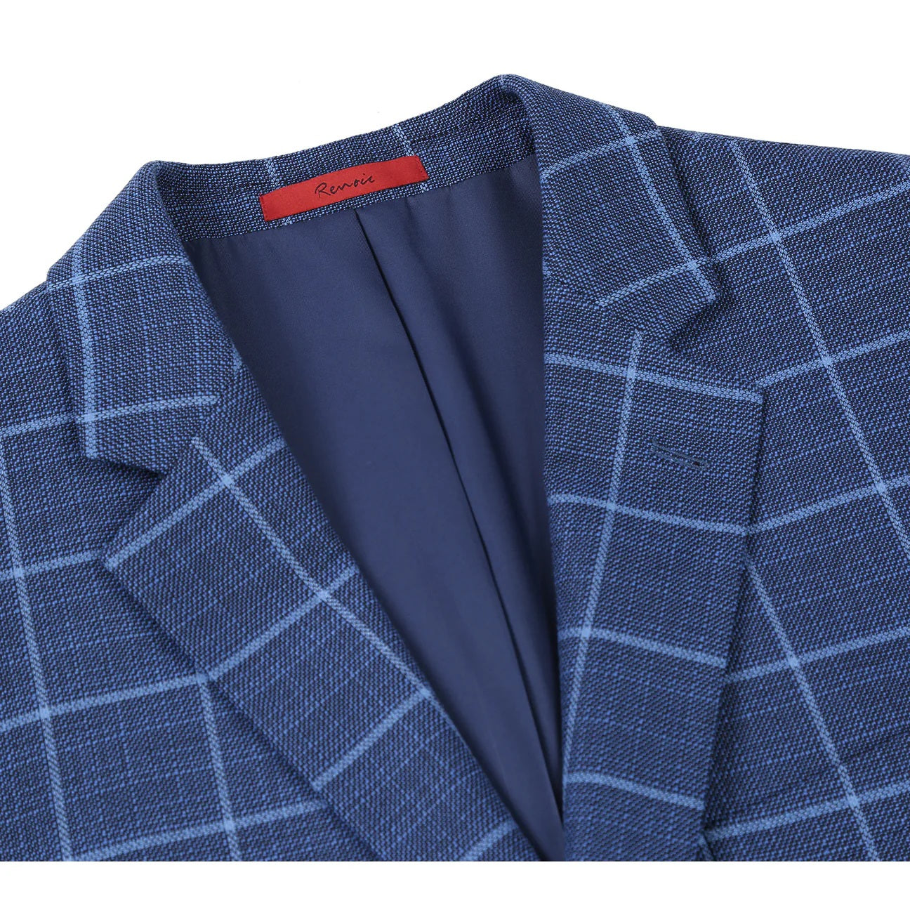 Renoir Blue Windowpane Classic Fit Sport Coat
