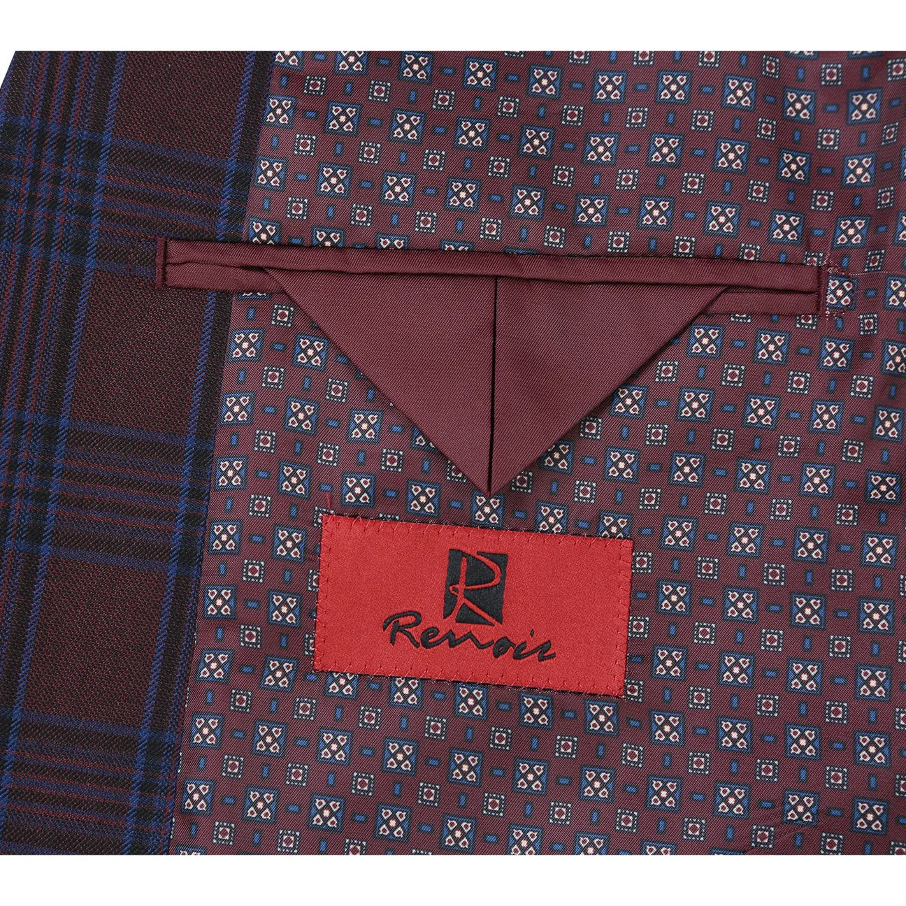 Renoir Burgundy Plaid Slim Fit Sport Coat