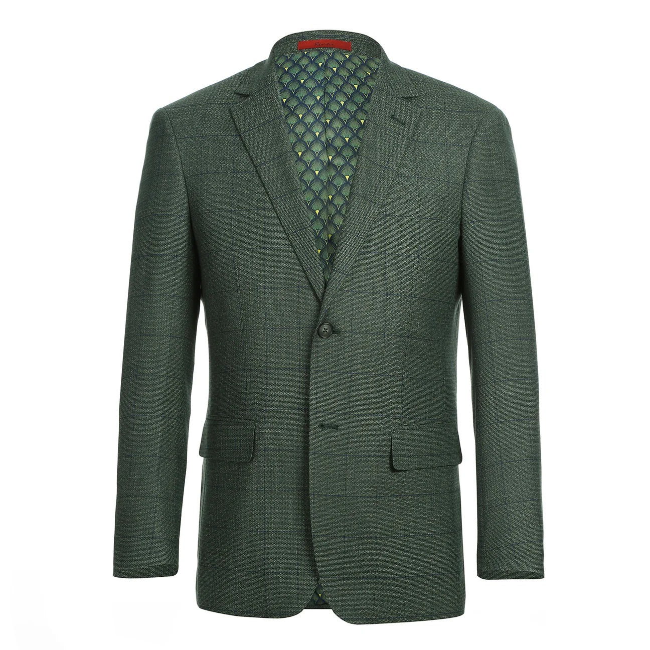Renoir Green Windowpane Slim Fit Sport Coat