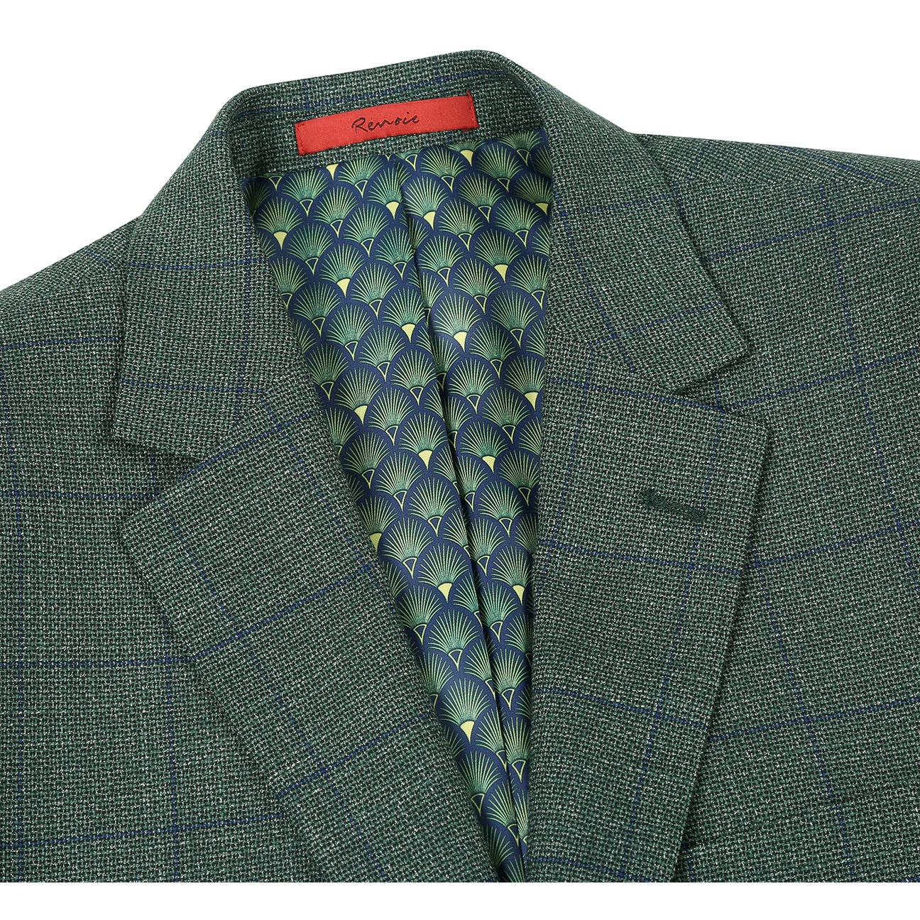 Renoir Green Windowpane Slim Fit Sport Coat