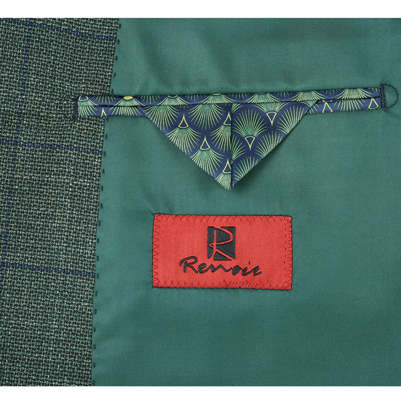 Renoir Green Windowpane Slim Fit Sport Coat