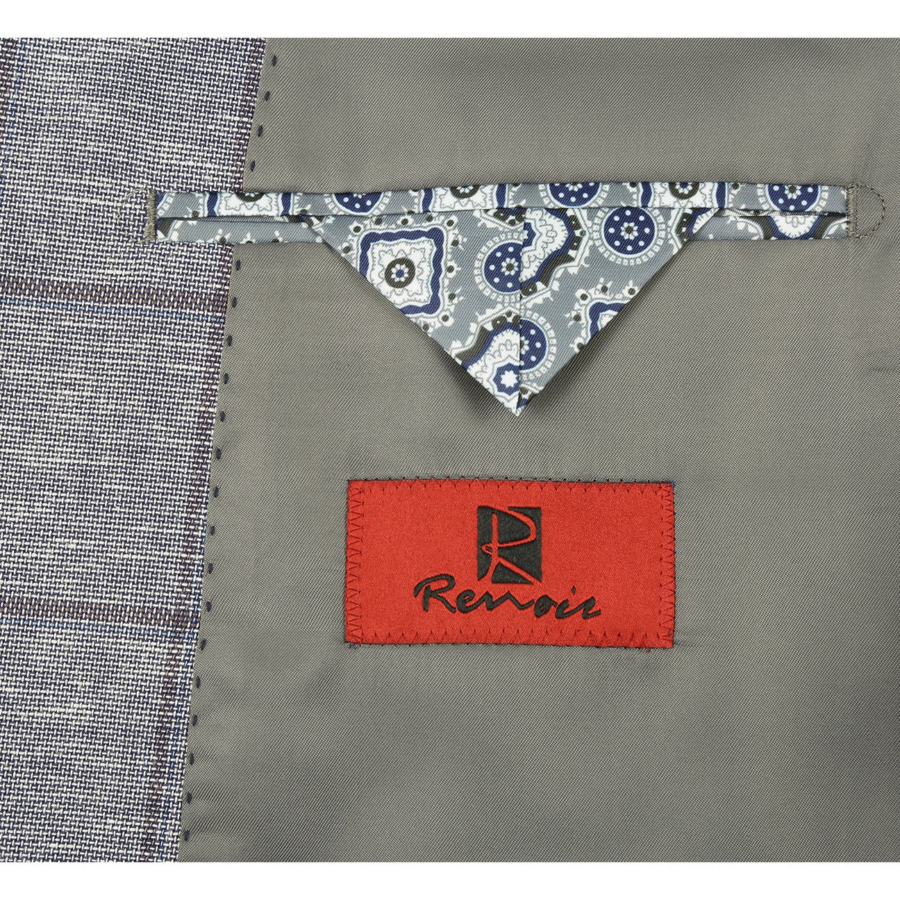 Renoir Gray Windowpane Slim Fit Sport Coat