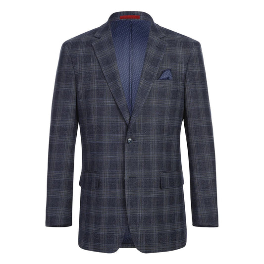 Renoir Navy Windowpane Classic Fit Sport Coat