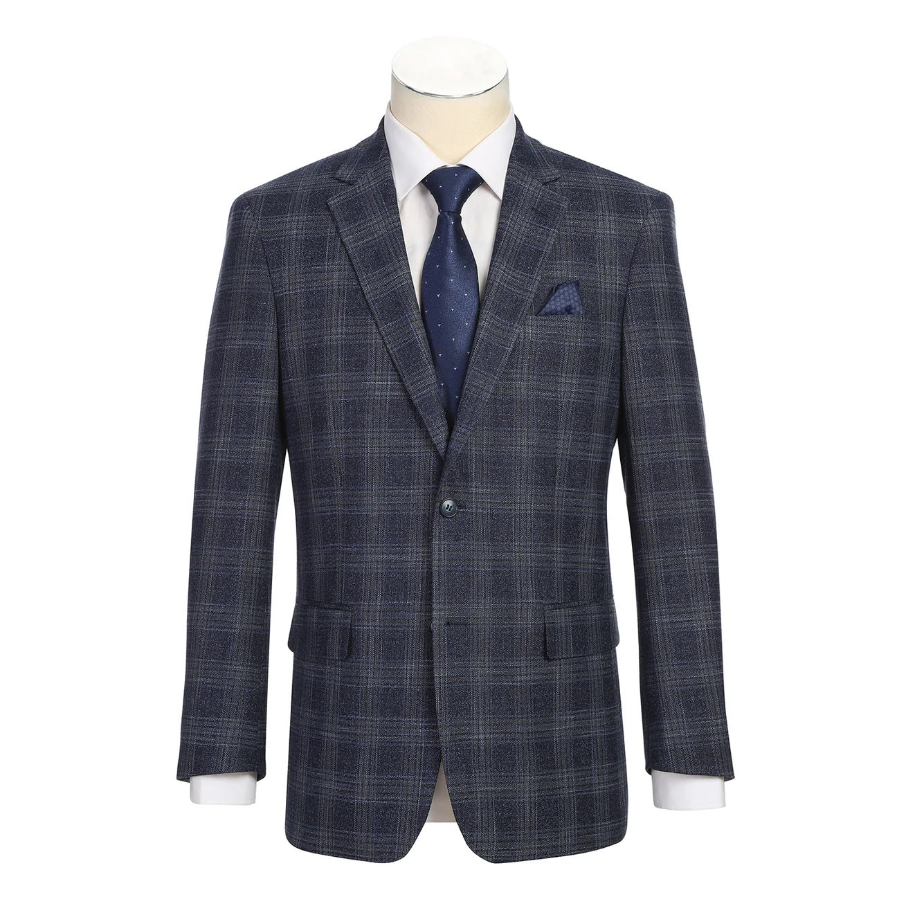 Renoir Navy Windowpane Classic Fit Sport Coat