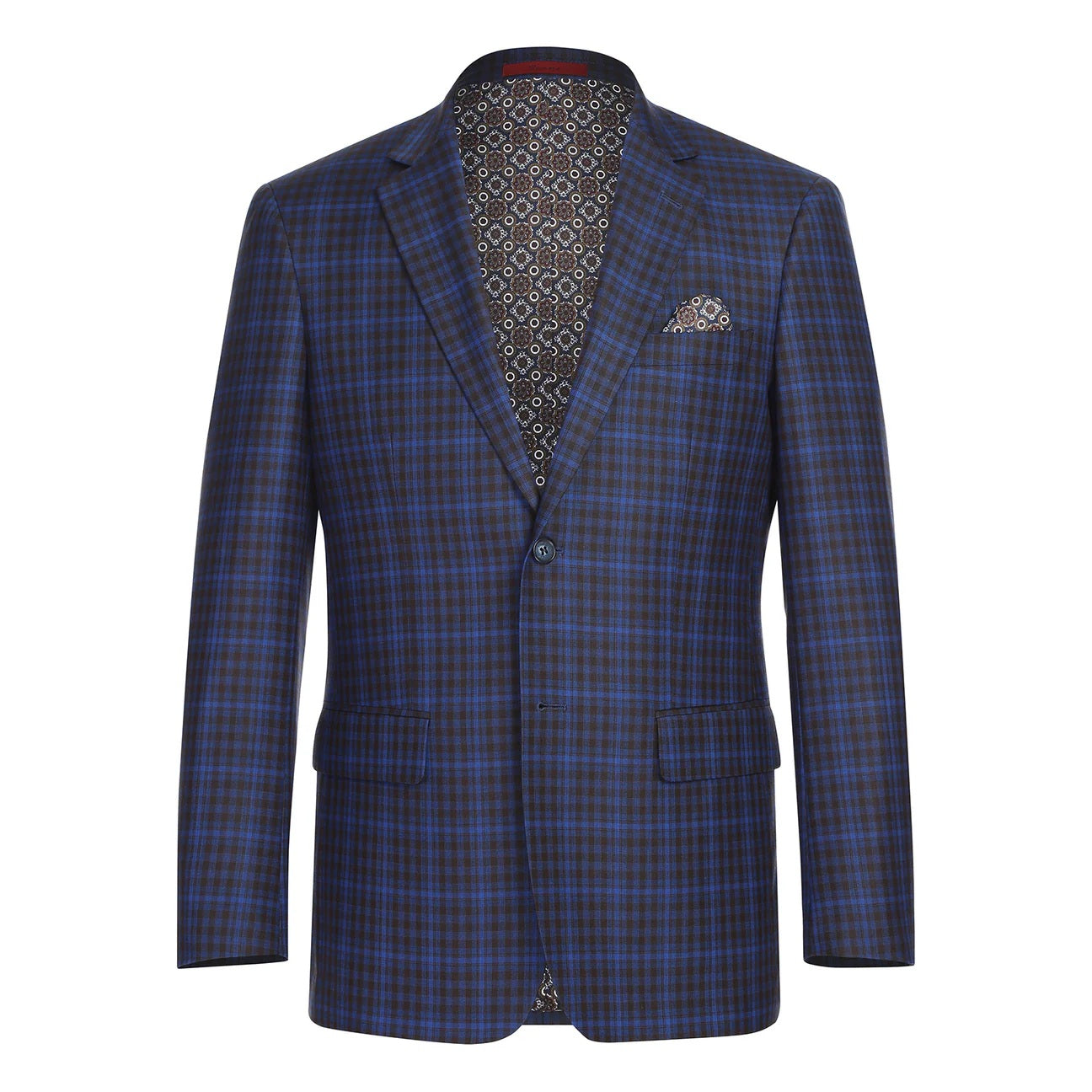 Renoir Blue Plaid Slim Fit Sport Coat