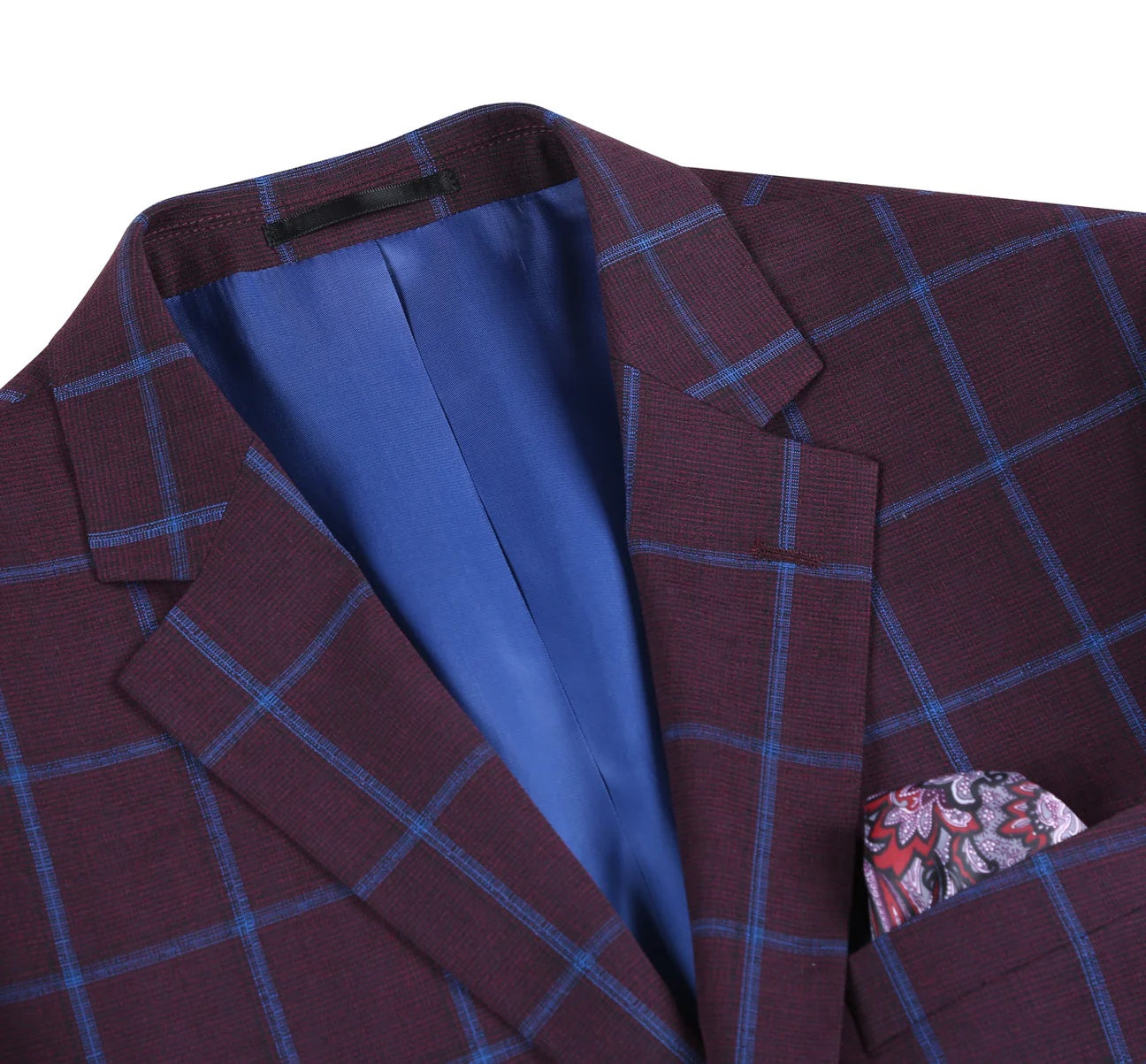 Renoir Burgundy Windowpane Slim Fit Sport Coat