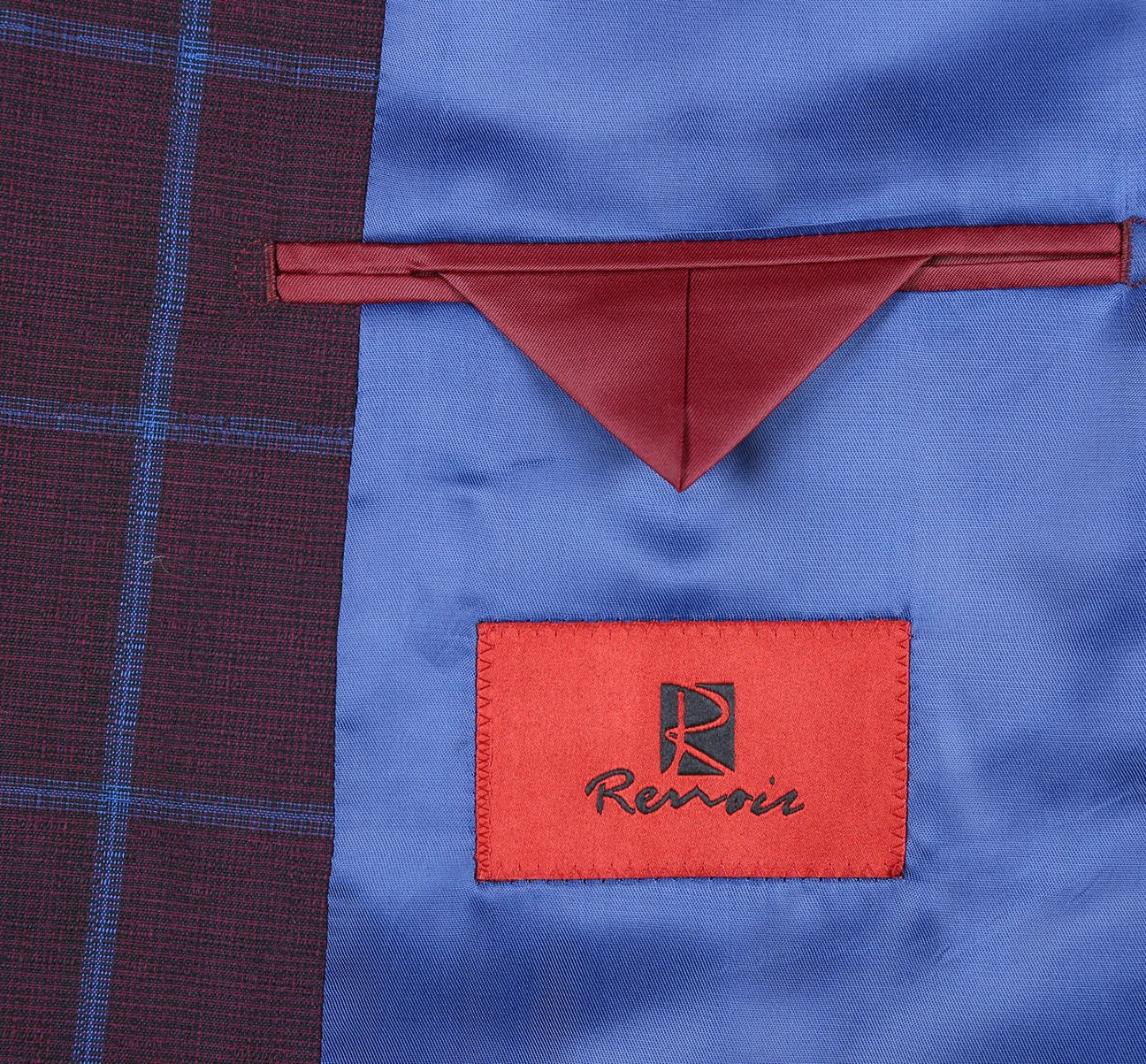 Renoir Burgundy Windowpane Slim Fit Sport Coat