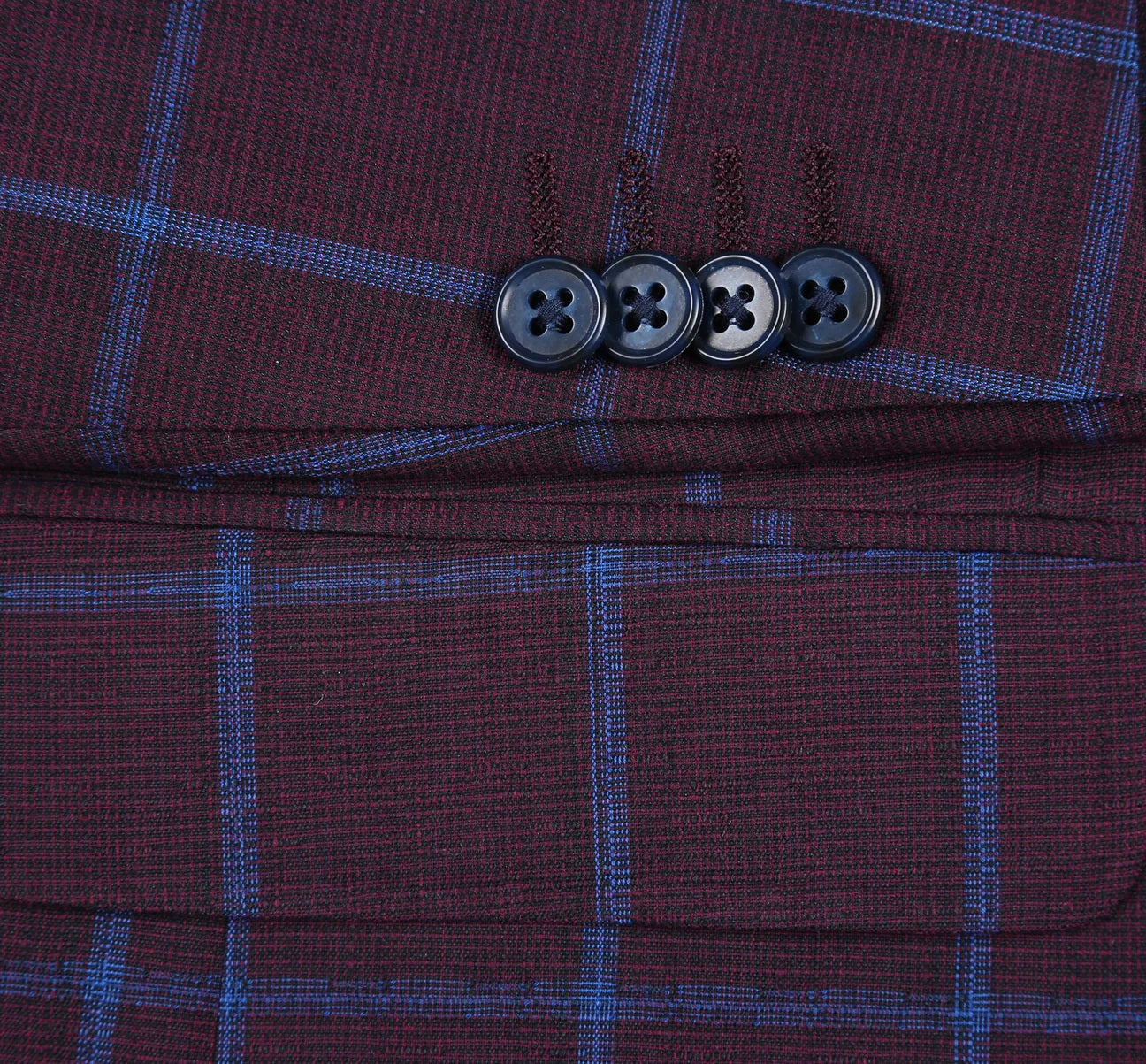 Renoir Burgundy Windowpane Slim Fit Sport Coat