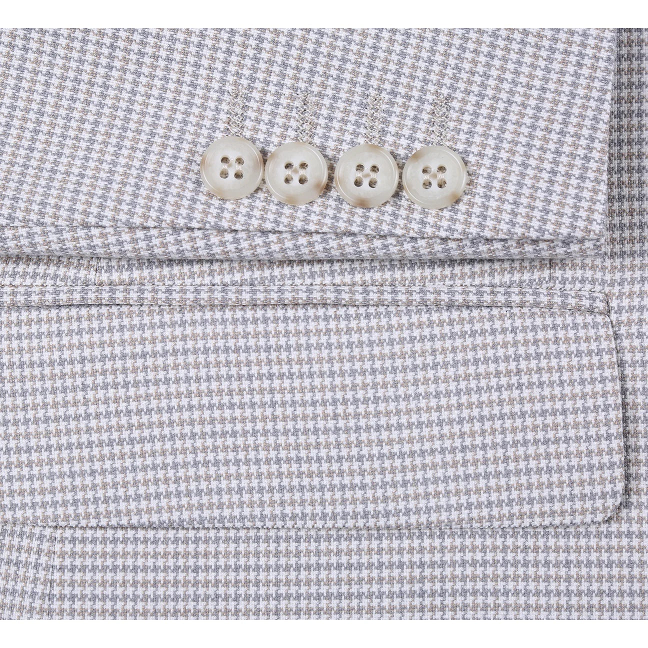 Renoir Light Beige Check Classic Fit Sport Coat