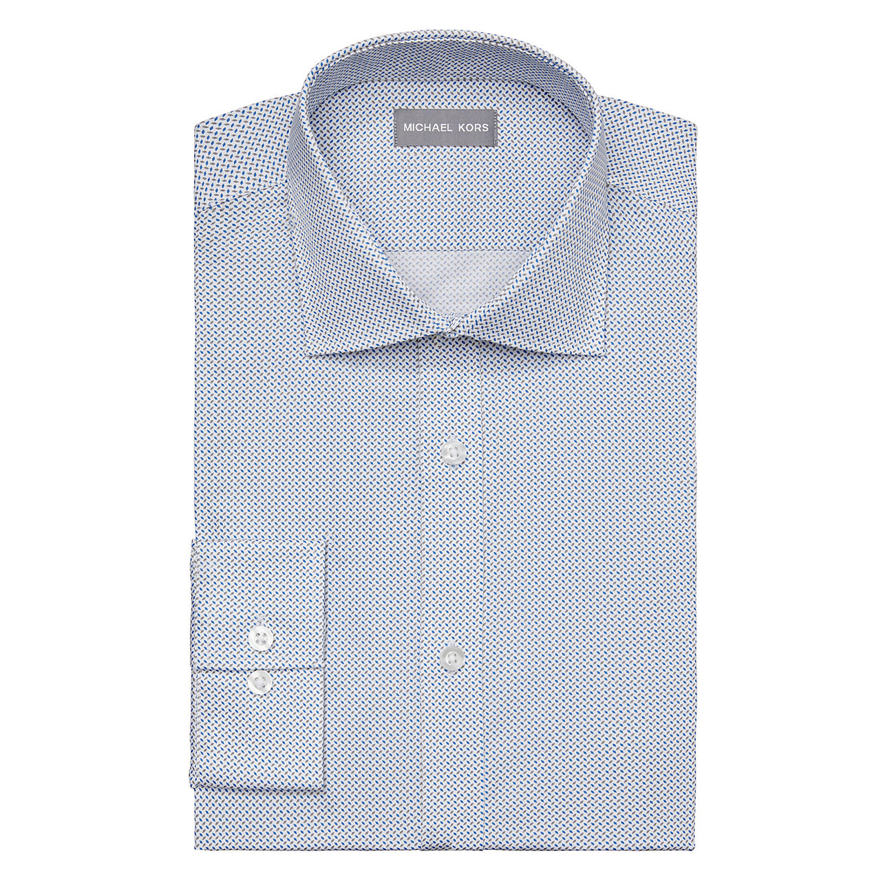 michael kors men's slim fit dress shirt Michael Kors Slim Fit Dress Shirt Cotton Linen Untucked Blue Multi 15-15.5-32/33