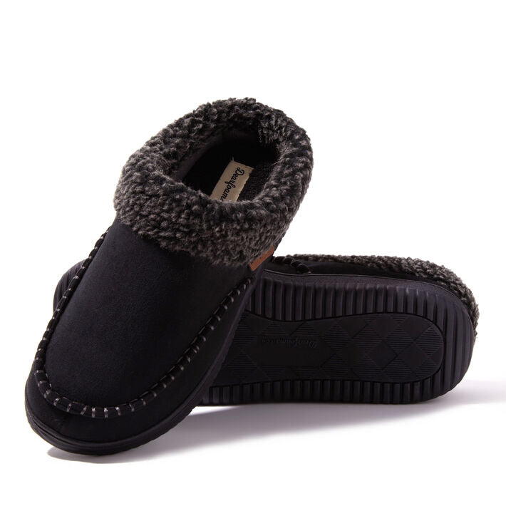 Dearfoams Marshall Microsuede Moc Toe Clog with Berber Cuff
