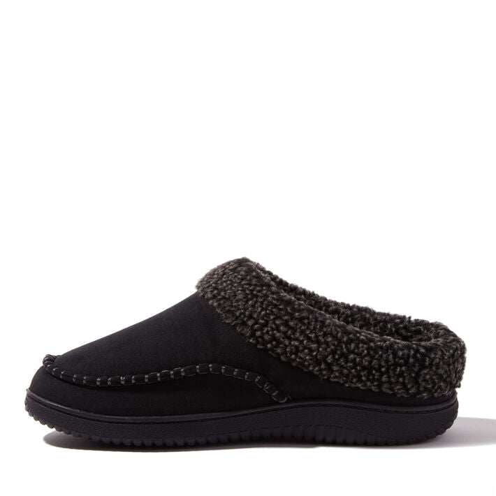 Dearfoams Marshall Microsuede Moc Toe Clog with Berber Cuff