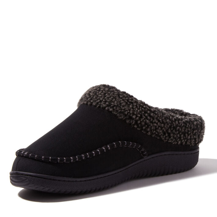 Dearfoams Marshall Microsuede Moc Toe Clog with Berber Cuff