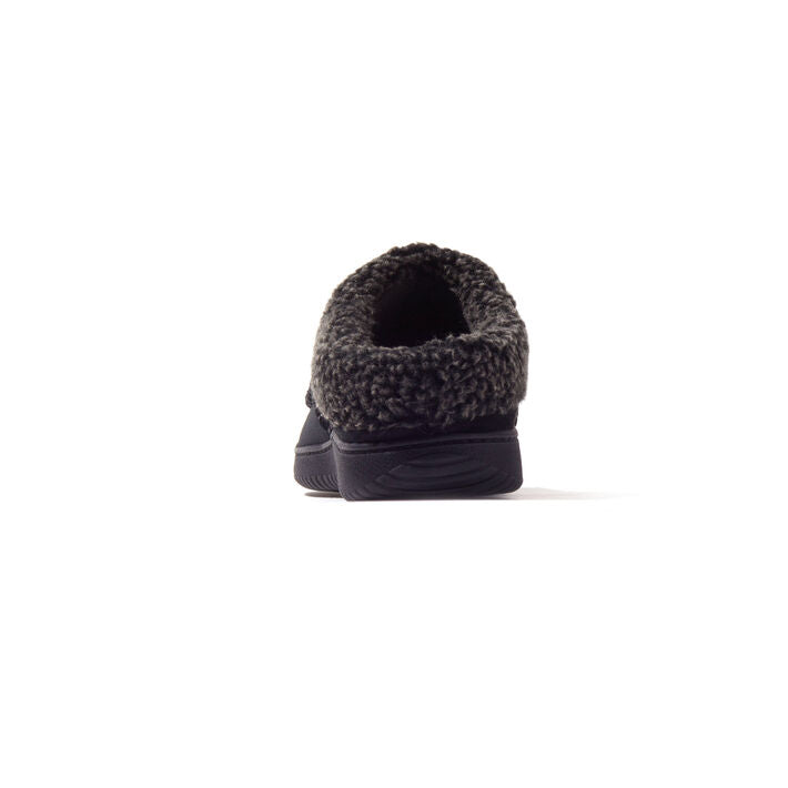 Dearfoams Marshall Microsuede Moc Toe Clog with Berber Cuff