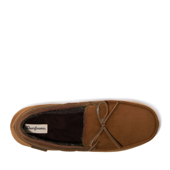 Dearfoams Pierce Microsuede Moccasin With Tie