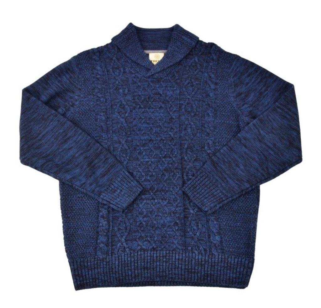 Trend by Fusion Marled Cable Knit Shawl Collar Sweater