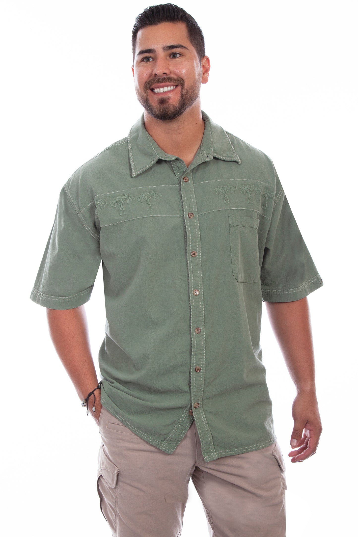 Farthest Point Casuals Palm Embroidery Shirt