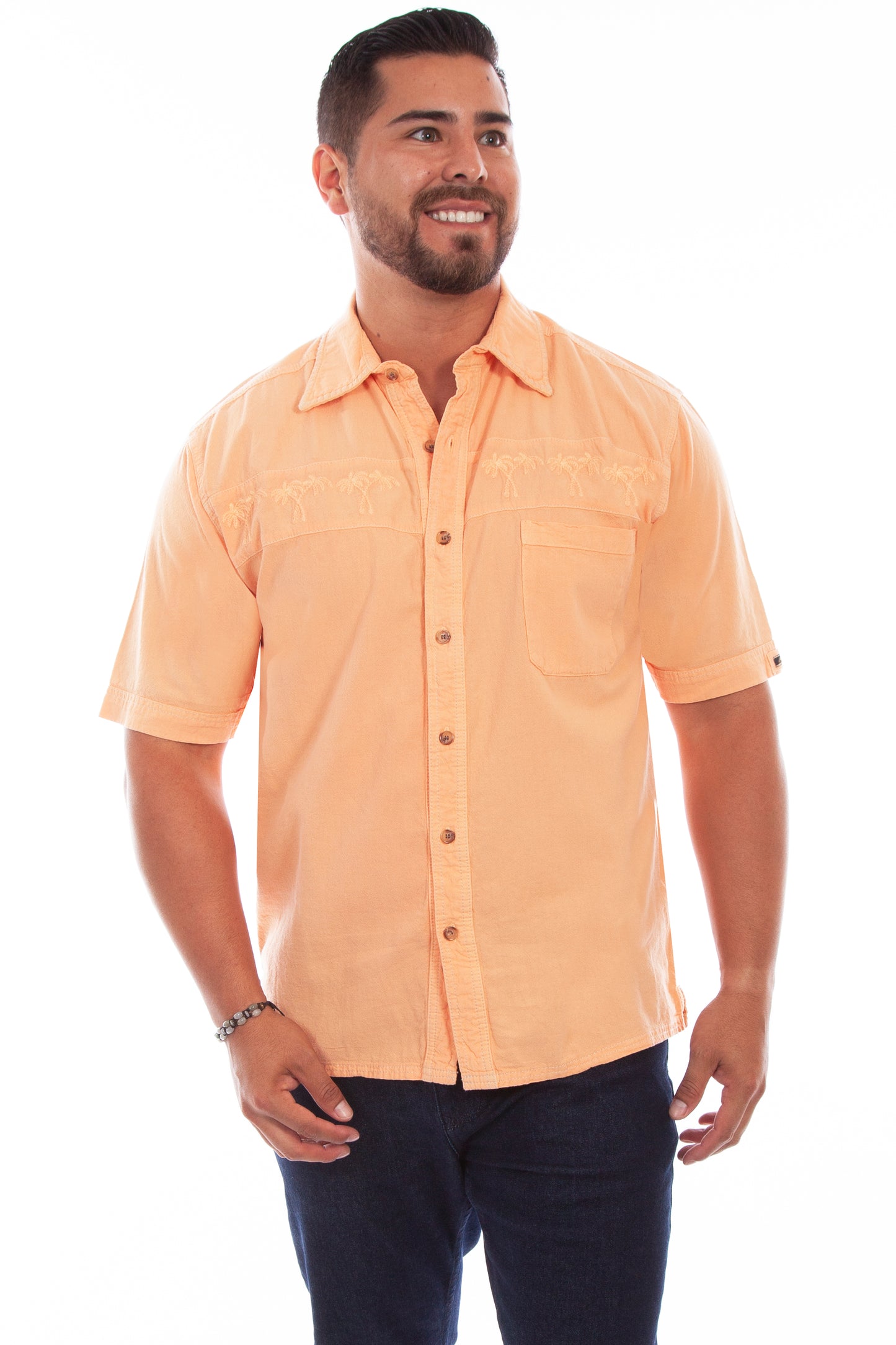 Farthest Point Casuals Palm Embroidery Shirt