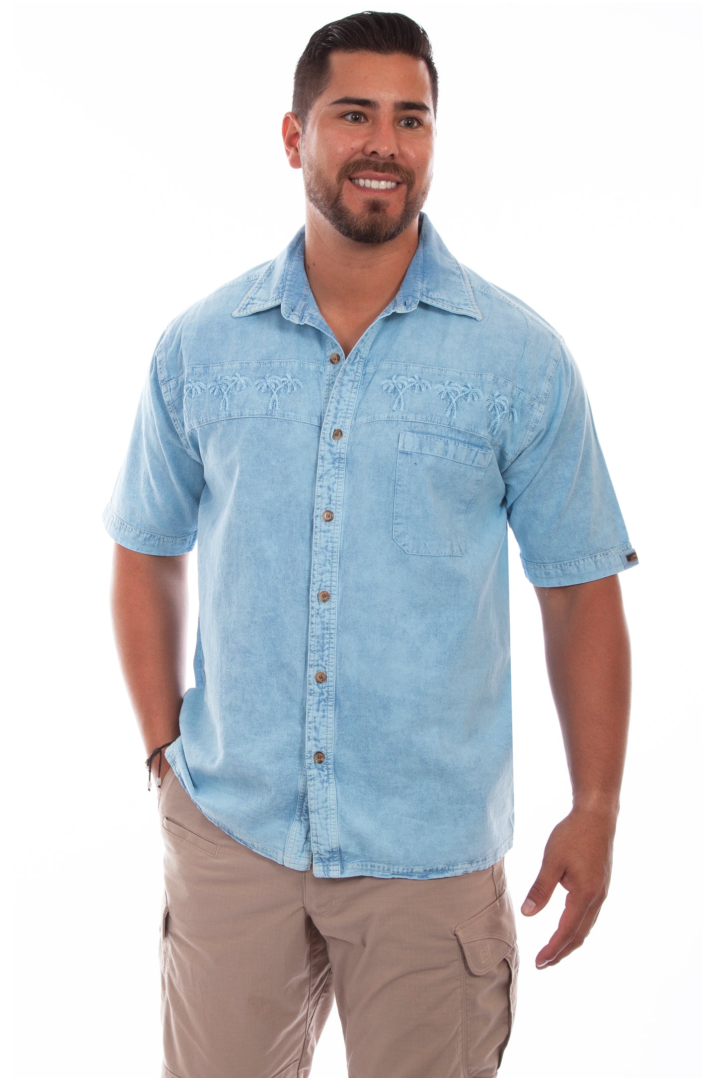 Farthest Point Casuals Palm Embroidery Shirt