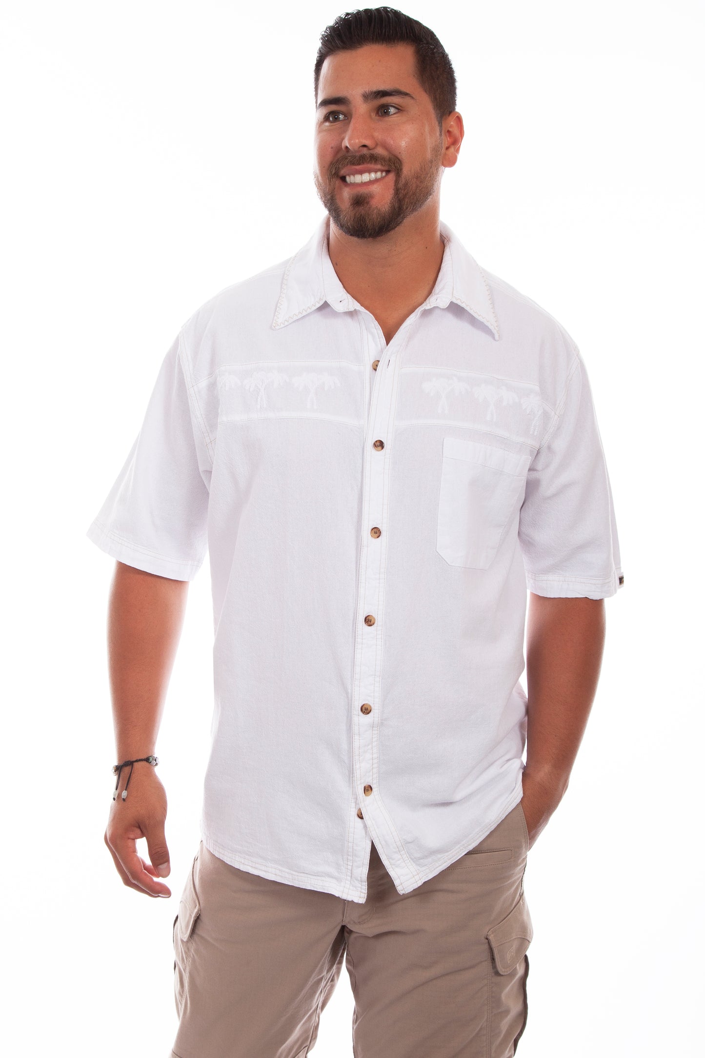 Farthest Point Casuals Palm Embroidery Shirt
