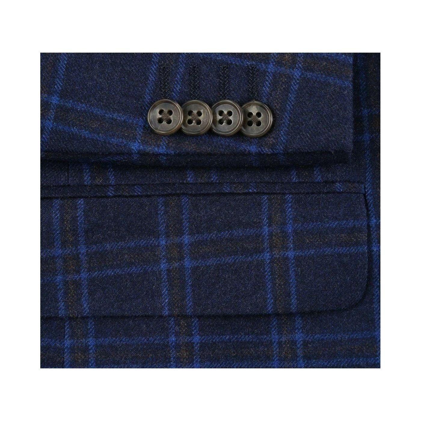 Renoir Navy Windowpane Classic Fit Sport Coat