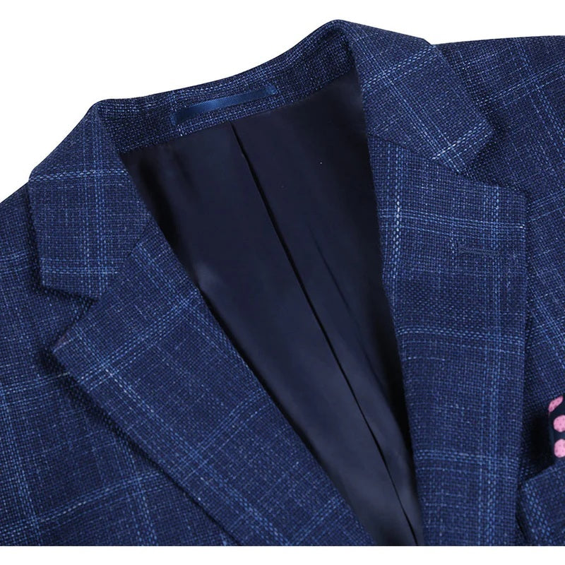 Renoir Navy Windowpane Classic Fit Sport Coat