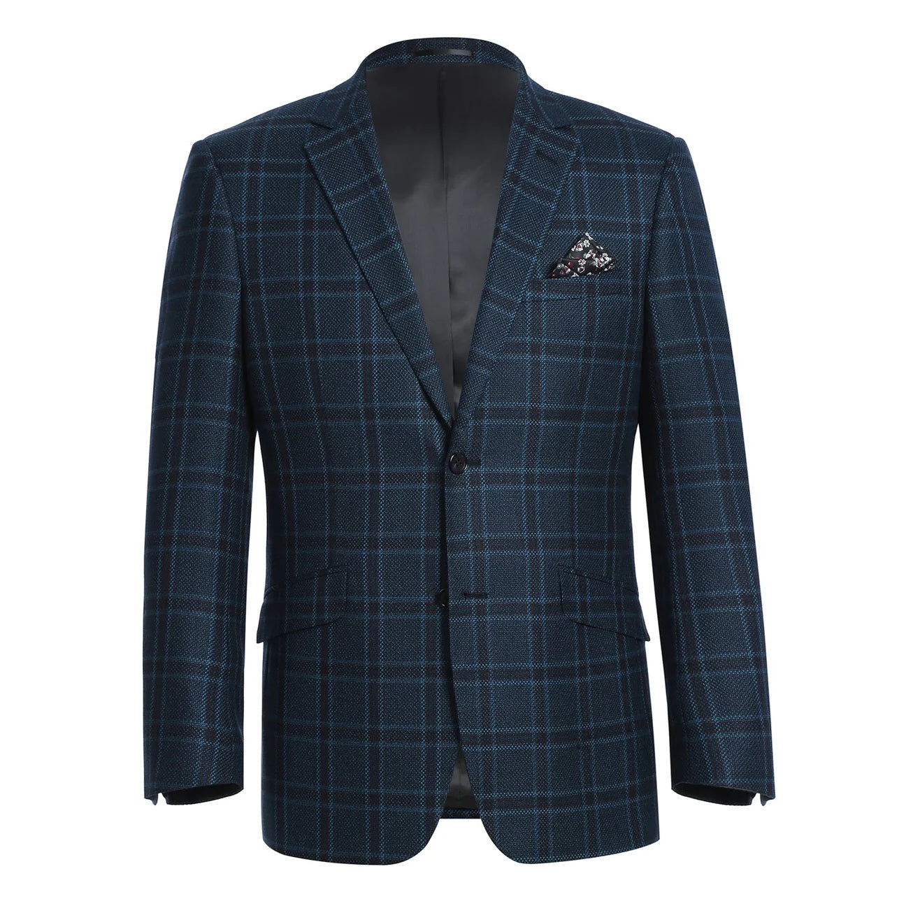 Renoir Teal Check Slim Fit Sport Coat