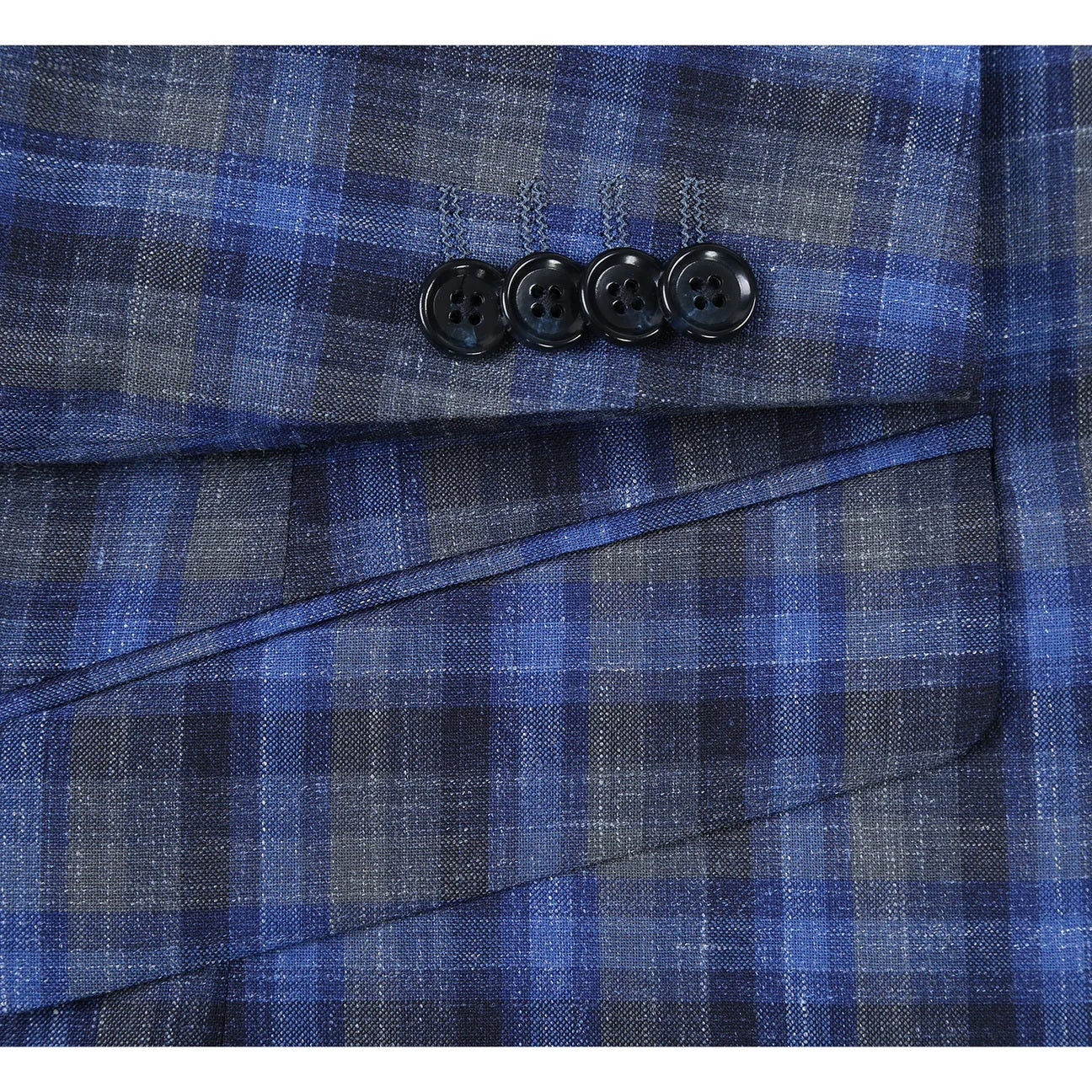 Renoir Blue Check Slim Fit Sport Coat