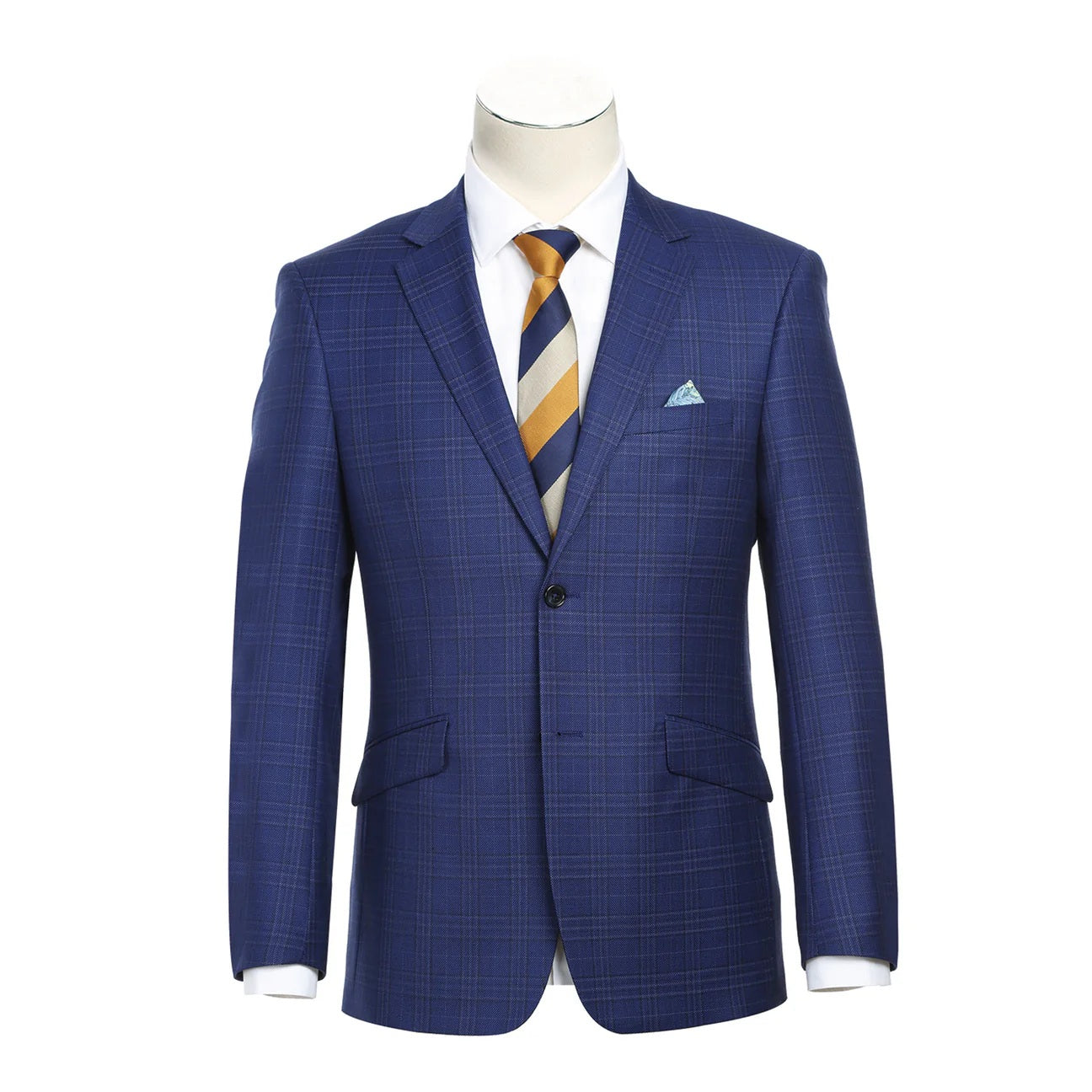 Renoir Blue Check Slim Fit Sport Coat