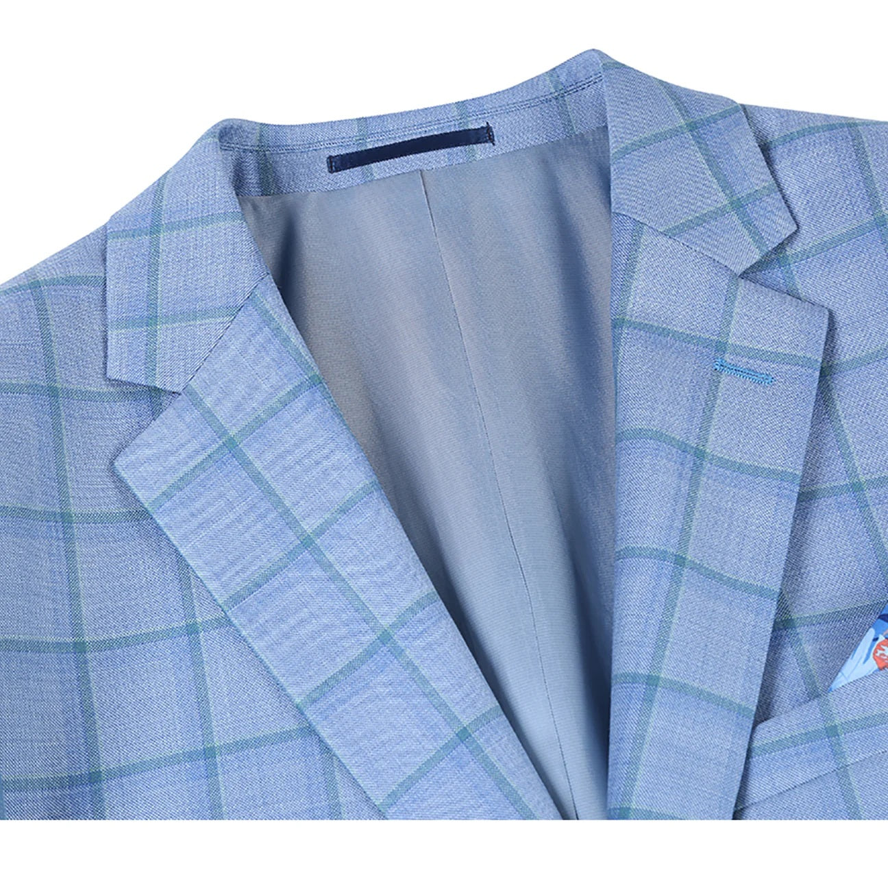Renoir Blue Windowpane Classic Fit Sport Coat