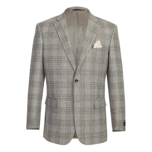 Renoir Grey/Brown Plaid Classic Fit Sport Coat
