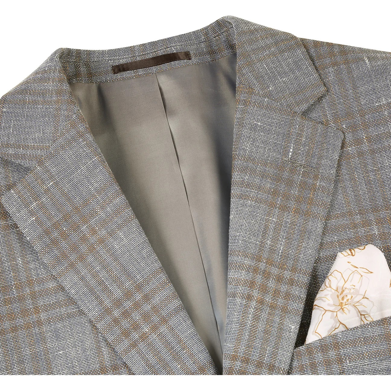Renoir Grey/Brown Plaid Classic Fit Sport Coat